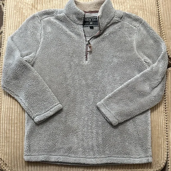 True Grit Zip Up Sweater in Light Gray small - Picture 1 of 5